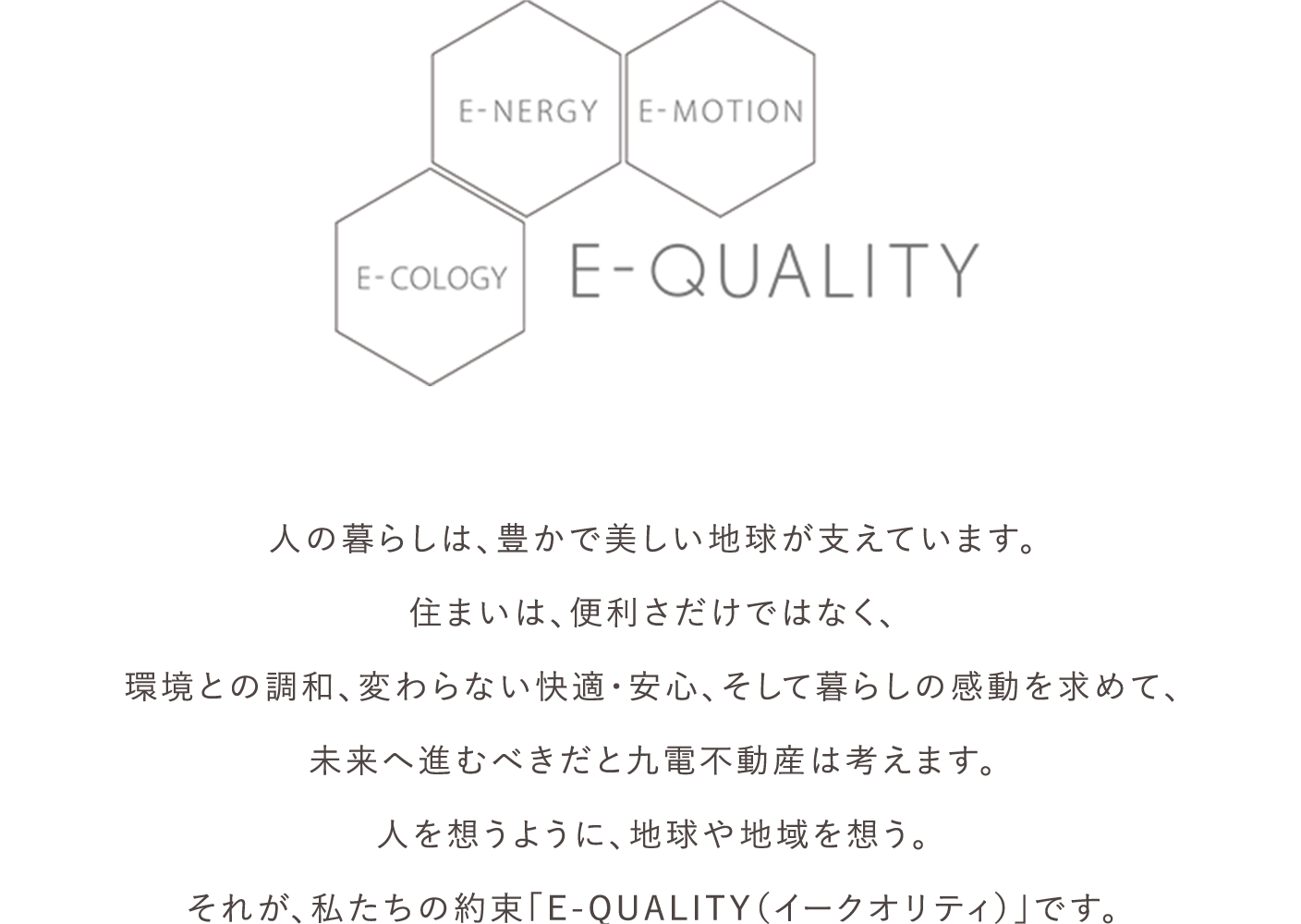 E-Qualityの考え方に基づいた新しい集合住宅。その快適な暮らしをご提案いたします。