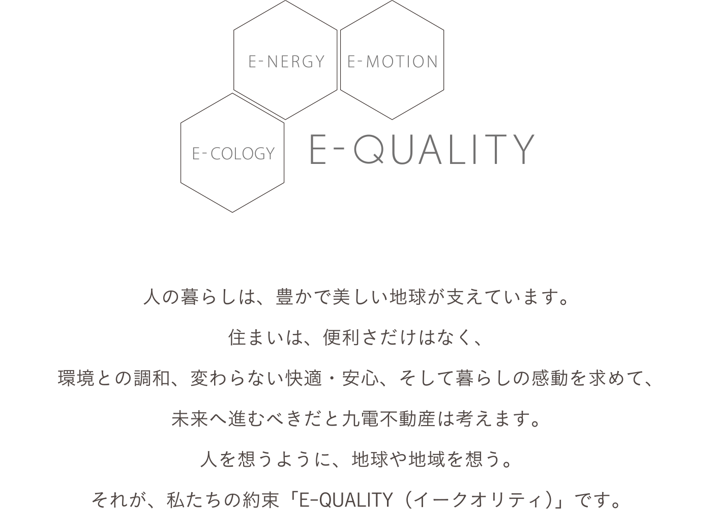 E-Qualityの考え方に基づいた新しい集合住宅。その快適な暮らしをご提案いたします。